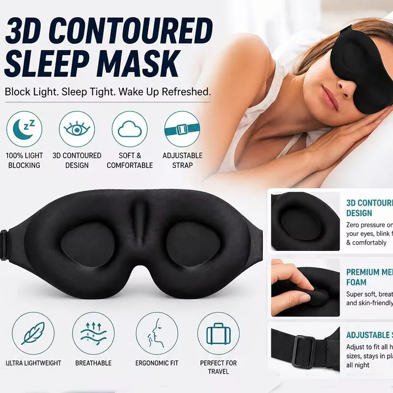 1/2pcs 3D Contoured Sleep Mask - Sleep Eye Mask 3D 리뷰 및 가격